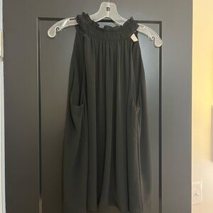 H&M Black Ruffled Collar Tank Top